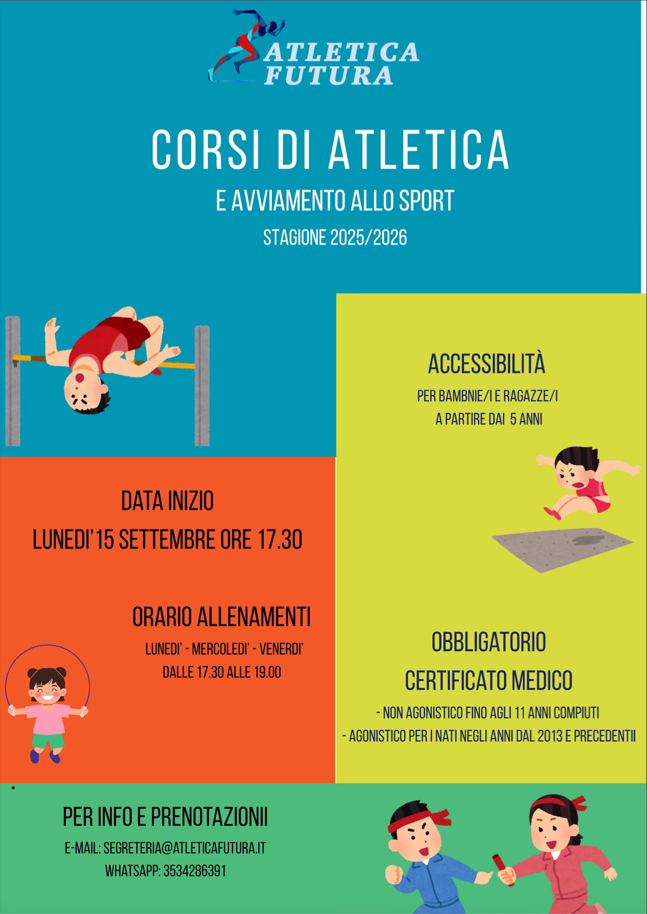 Volantino dei corsi di atletica