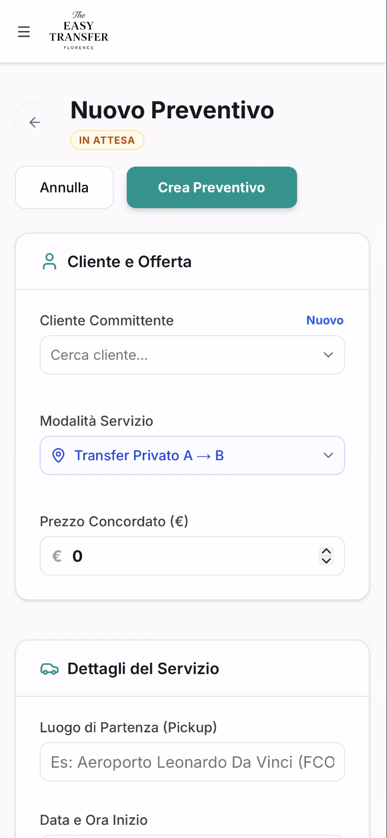 Easy Transfer — nuovo preventivo su mobile