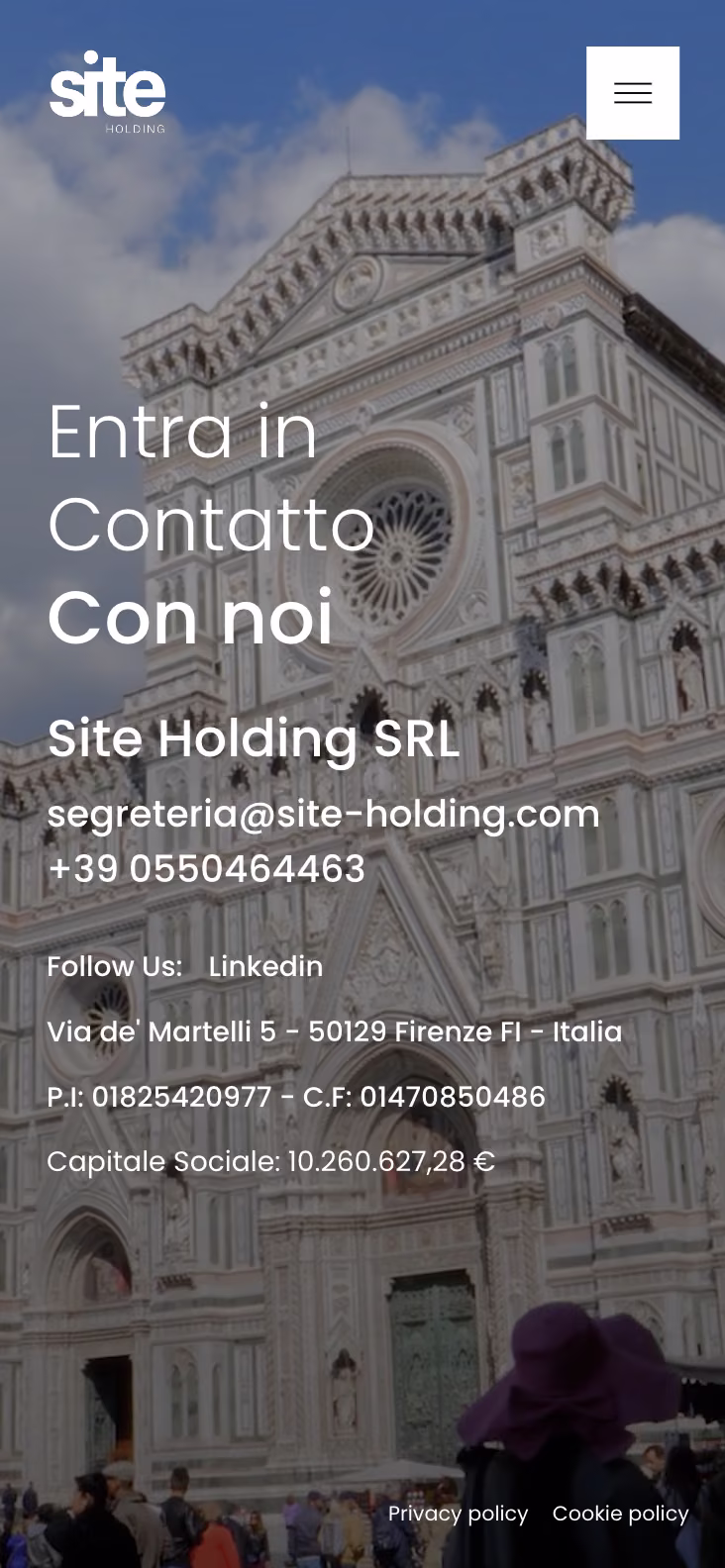 SITE Holding — contatti su mobile