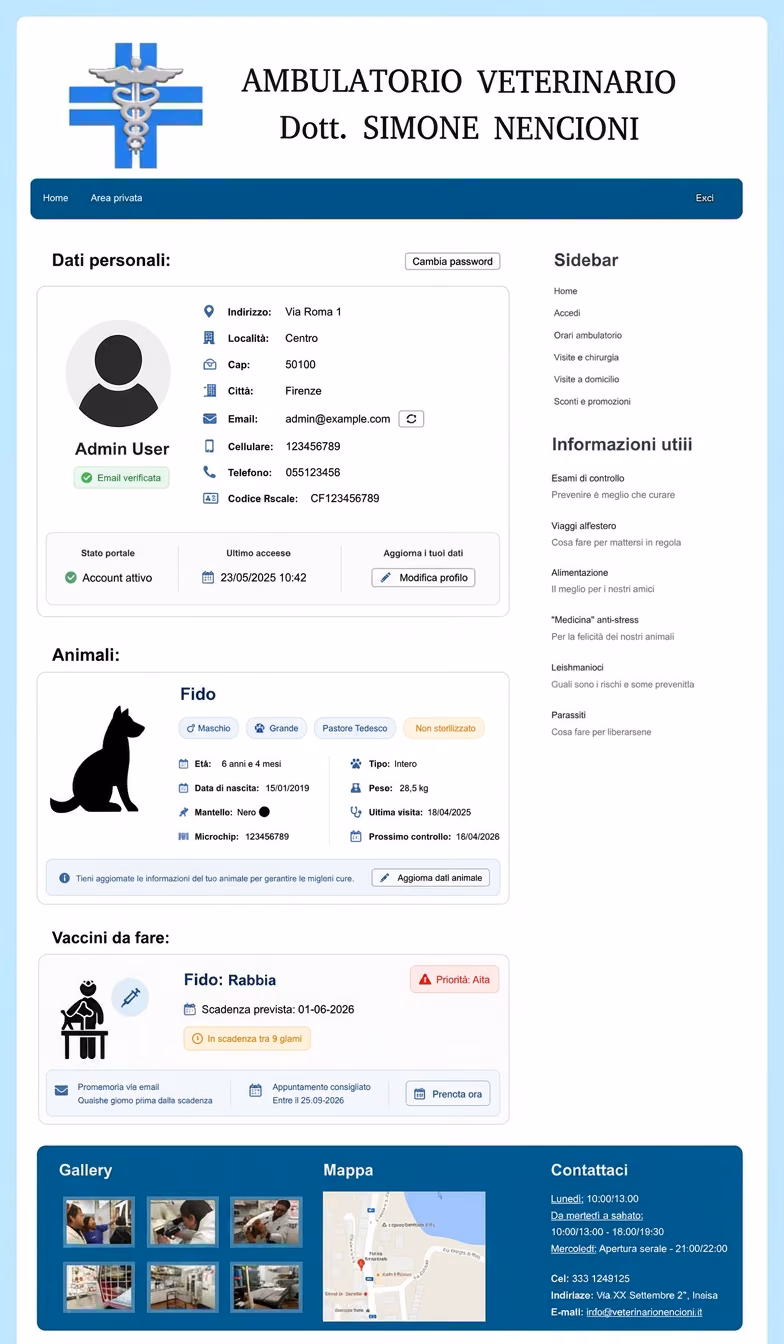 Veterinario Nencioni — l'area personale
