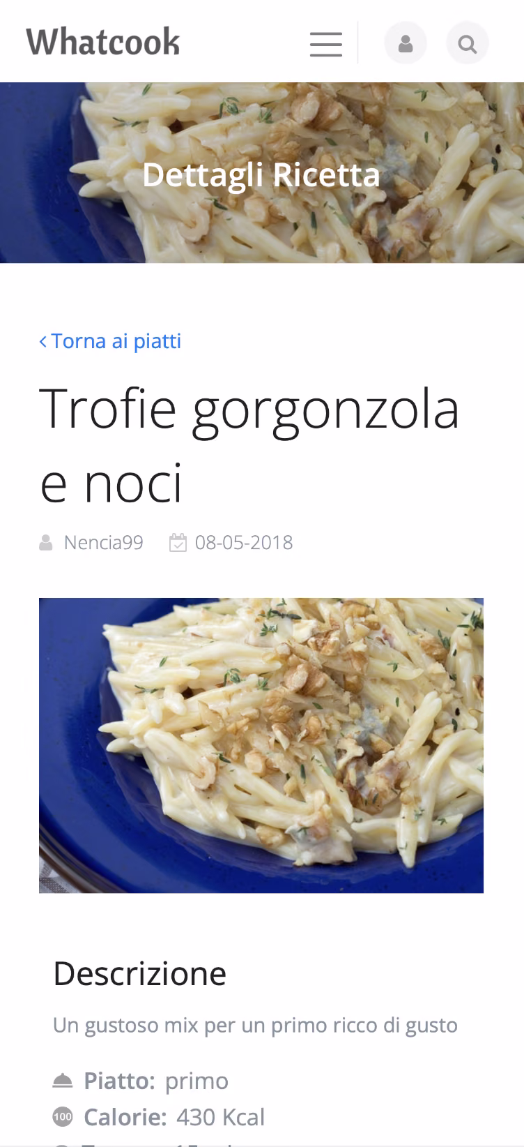 Whatcook — dettaglio ricetta